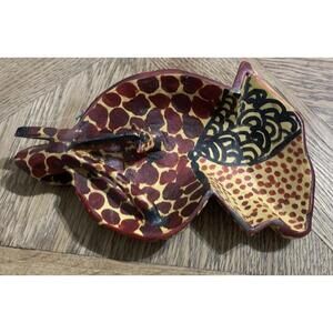 African Folk Art Handcrafted Wooden Drinking Giraffe Decorative Trinket Bowl